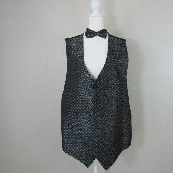 bill blass Other - Bill Blass Gray Button Up Formal Vest Prom Wedding w/ Bow Tie XXL